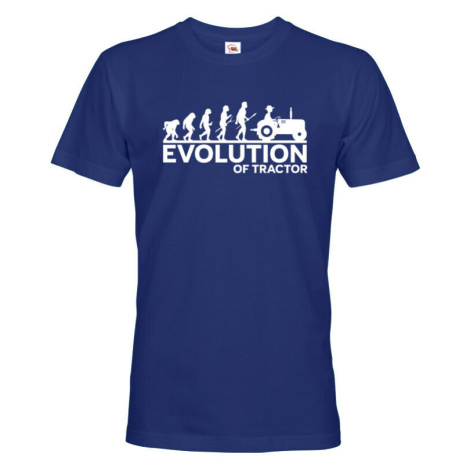 Pánské tričko pro traktoristy s nápisem Evolution of tractor BezvaTriko