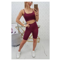 Sportovní set top + legíny fuchsiová