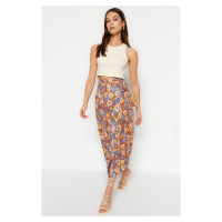 Trendyol Multicolored Floral Patterned Viscose Fabric Midi Woven Skirt