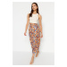 Trendyol Multicolored Floral Patterned Viscose Fabric Midi Woven Skirt