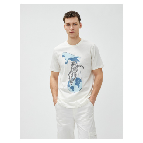 Koton Space Print T-Shirt. Cotton Crew Neck Short Sleeved.