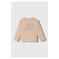 Dětské bavlněné tričko s dlouhým rukávem Pepe Jeans růžová barva