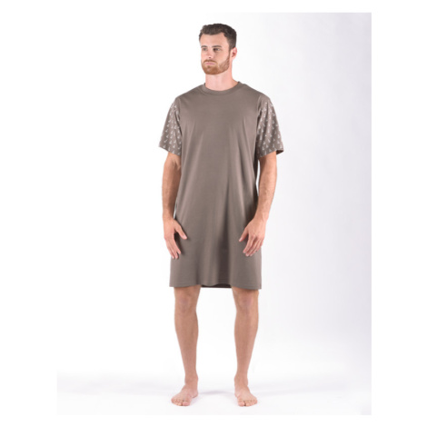 Gina Pánská noční košile 79176P káva šedobílá