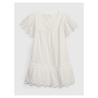 Bílé holčičí bavlněné šaty s madeirou GAP