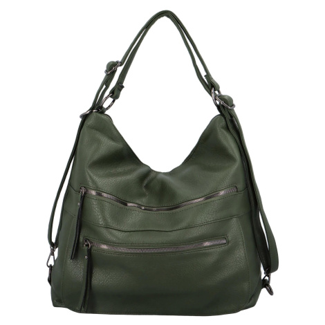 Praktický dámský koženkový kabelko-batoh Alexia, zelená INT COMPANY