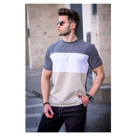 Madmext Men's Color Block Smoked T-Shirt 5826