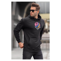 Madmext Black Embossed Print Hoodie Sweatshirt 6042