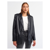 Dilvin 6939 Faux Leather Jacket-black