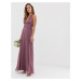 ASOS DESIGN Bridesmaid ruched bodice drape maxi dress with wrap waist-Purple