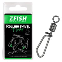 Zfish obratlík s karabinkou rolling swivel with t snap 10 ks - velikost 12 nosnost 19 kg