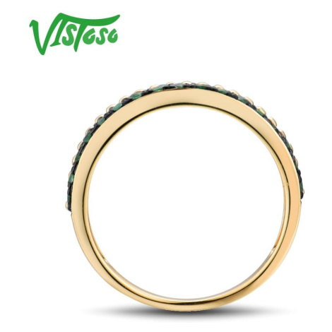 Zlatý prsten s texturou zdobený smaragdy Listese