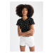 DEFACTO Slim Fit Short Sleeve Polka Dot Print T-Shirt