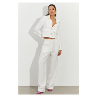 Cool & sexy dámské bílé stylové kalhoty