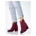 Komfortní kotníčkové boty dámské červené na širokém podpatku