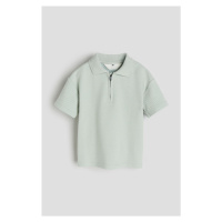 H & M - Tričko's límečkem a horním zipem - zelená