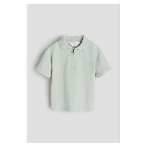 H & M - Tričko's límečkem a horním zipem - zelená H&M
