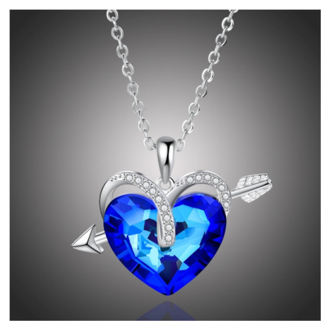 Éternelle Náhrdelník Swarovski Elements Leanne - srdce NH1133 Modrá 40 cm + 5 cm (prodloužení)