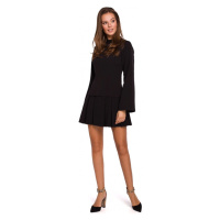 K021 Mini šaty s projmutým spodním lemem - černé
