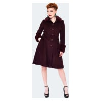 Voodoo Vixen Faux Fur Trim Flare Coat Dámský kabát červená