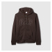 Mikina GAP Logo Fullzip Sherpa Hoodie Terra Brown