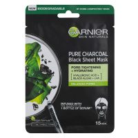 Garnier - Pure Charcoal Black Sheet Mask Charcoal Čistící masky 28 g unisex