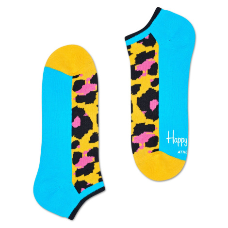 Nízké žluté ponožky Happy Socks s barevným vzorem Leopard // kolekce Athletic-S-M