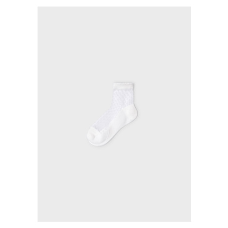 Ponožky s průsvitnou částí puntíky smetanové MINI Mayoral