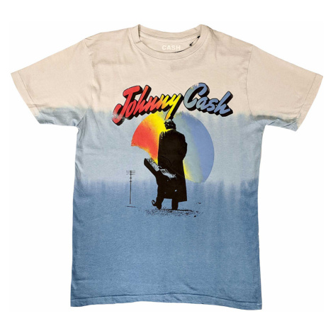 Johnny Cash tričko, Walking Guitar Dip Dye Wash Blue, pánské RockOff