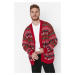 Trendyol Multi-colored Men's Oversize Fit Wide-Mount Christmas Knitwear Cardigan.