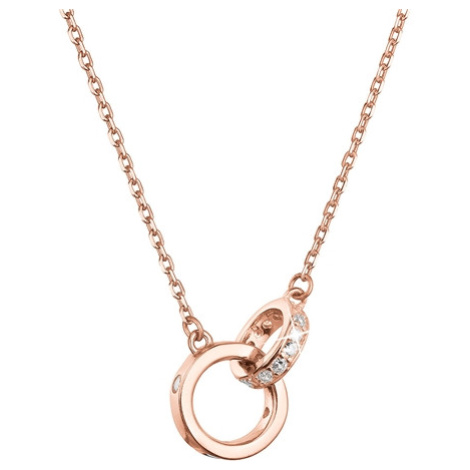 Pozlacený stříbrný ROSE náhrdelník kroužky se zirkony 12095.1 crystal