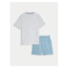 Šedo-modré pánské vzorované pyžamo Marks & Spencer