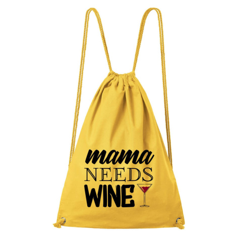 DOBRÝ TRIKO Bavlněný batoh Mama needs wine Barva: Žlutá