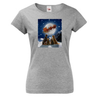Dámské vánoční tričko s potiskem santových saní - skvělé vánoční tričko