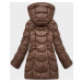 Volná hnědá dámská zimní bunda z ekologické kůže (AG2-J90)