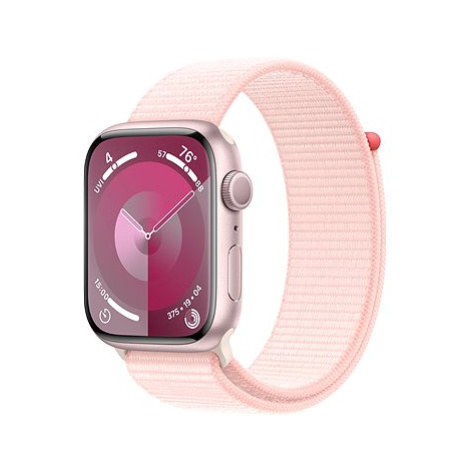 Apple Watch Series 9 45mm Růžový hliník se světle růžovým provlékacím sportovním řemínkem