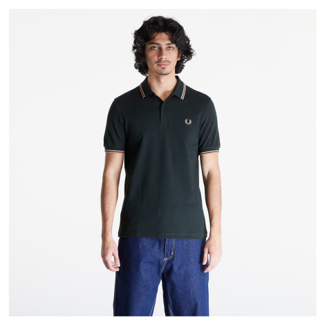 FRED PERRY Twin Tipped Polo Short Sleeve Tee Night Green/ Warm Grey/ Light Rust