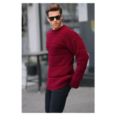 Madmext Burgundy Crew Neck Knitted Sweater 6855