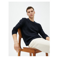 Koton Knitwear Sweater Diamond Pattern Long Sleeve Crew Neck