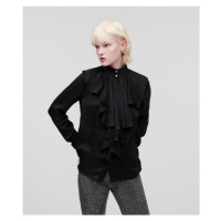 Košile karl lagerfeld logo jacquard ruffle shirt černá