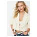 Trendyol Beige Crop Short Sleeve Woven Blazer Jacket