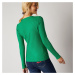 Blancheporte Žebrovaný pulovr s kulatým výstřihem zelená