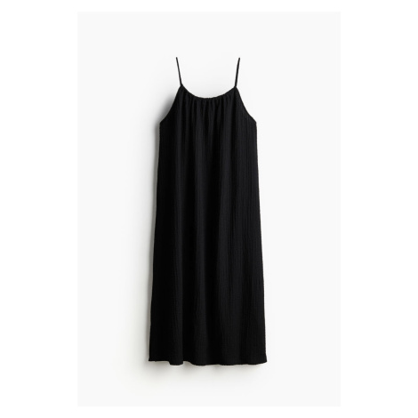 H & M - Šaty ze strukturovaného žerzeje's úzkými ramínky - černá H&M