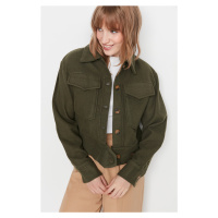 Trendyol Khaki Pocket Detailní tkaná bunda s knoflíky