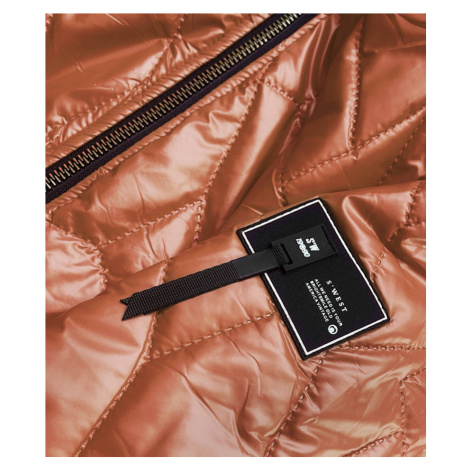 Dámská bunda v karamelové barvě s ozdobným prošíváním (BR8101-14) S'WEST