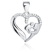 Klenoty Amber Luxusní stříbrné srdce - Maminka s dítětem