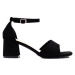 Originální černé dámské sandály na širokém podpatku