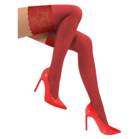 Sexy samodržicí punčochy s krajkou 20 DEN - Tess červená
