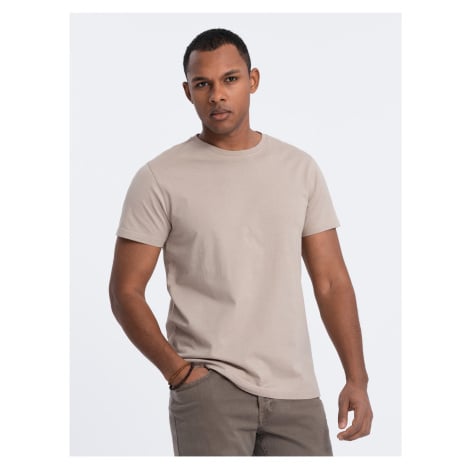 Béžové pánské basic tričko Ombre Clothing