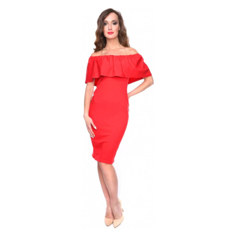 Červené bavlněné šaty Carmen Oxyd