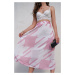 Růžovo-smetanová vzorovaná maxi sukně Claire